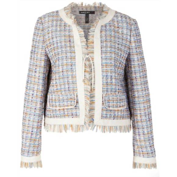 NEW MARC CAIN tweed jacket new 60s mood in atmospheric blue 314 - Picture 1 of 1